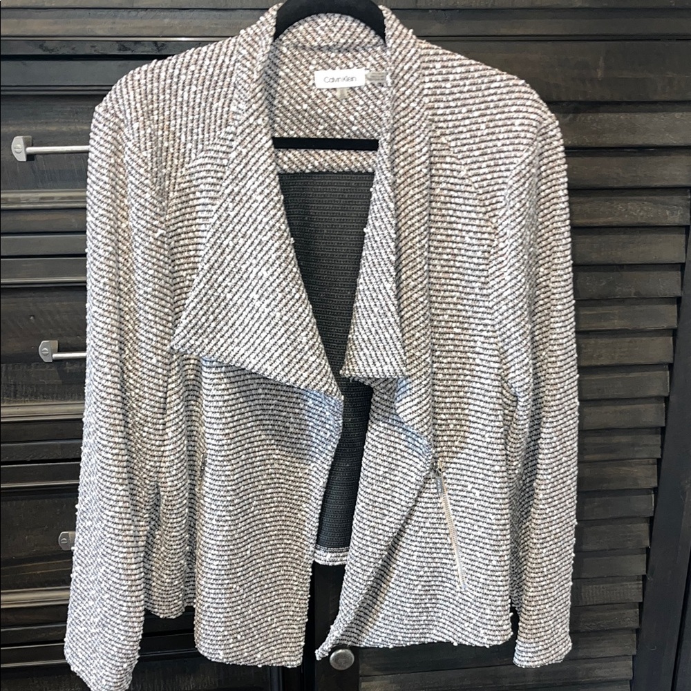 Calvin Klein Women's Tweed open Blazer